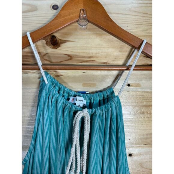 L Love Women's Size Small Chevron Adjustable Strap Neckline Maxi Dress Turquoise - Picture 8 of 16